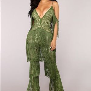 Tiered fringe jumpsuit